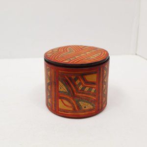 Vintage Native Tribal Round Box lined with Leather